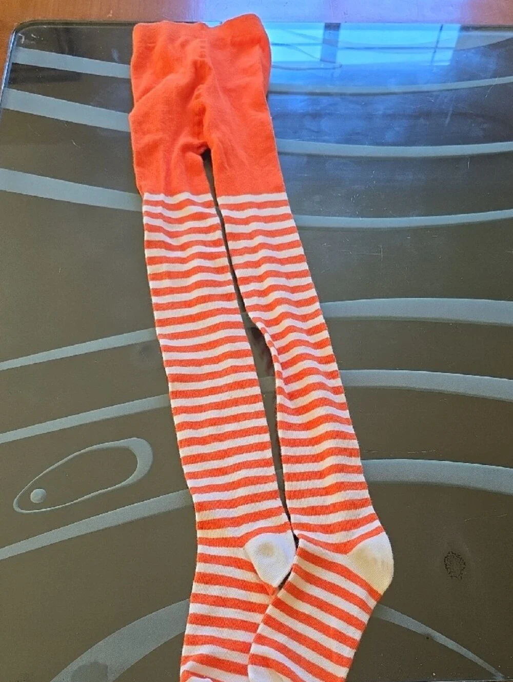 Gymboree Orange and White Striped Girls Leggings